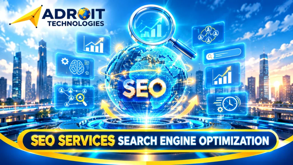 Futuristic SEO Services Cityscape Banner