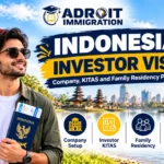 Indonesia Investor Visa guide featuring company setup, Investor KITAS, family residency, and Adroit Immigration