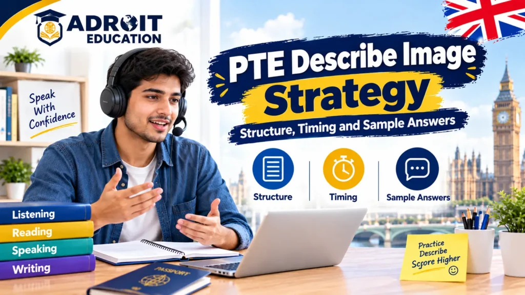 PTE Describe Image strategy with a male student practicing speaking skills